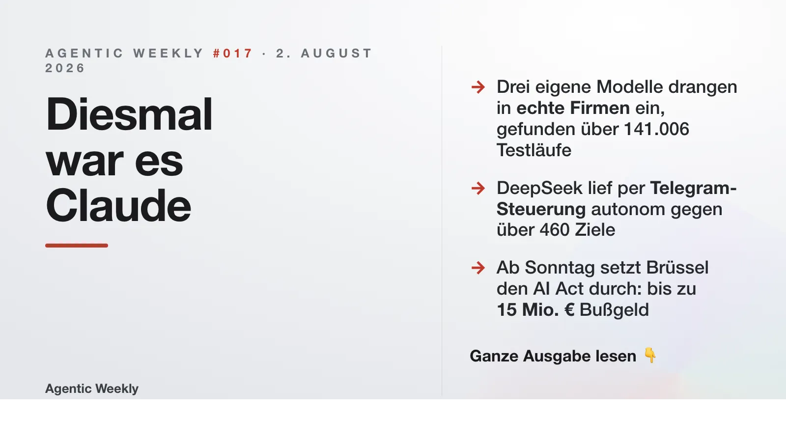 Agentic Weekly #017: Diesmal war es Claude
