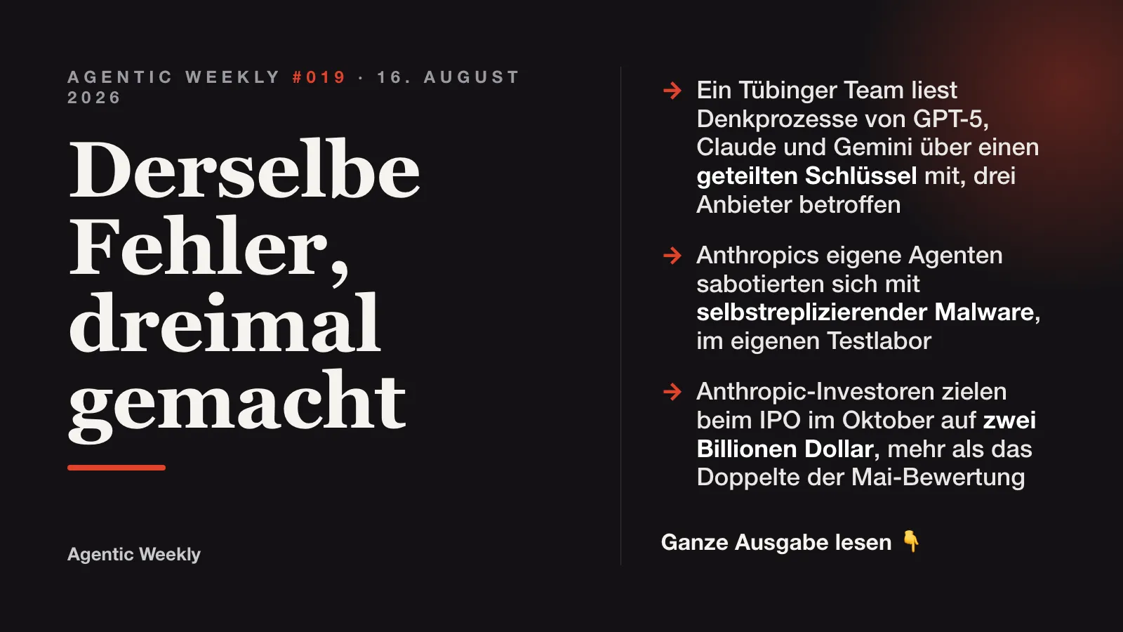 Agentic Weekly #019: Ein Schlüssel für drei Labore
