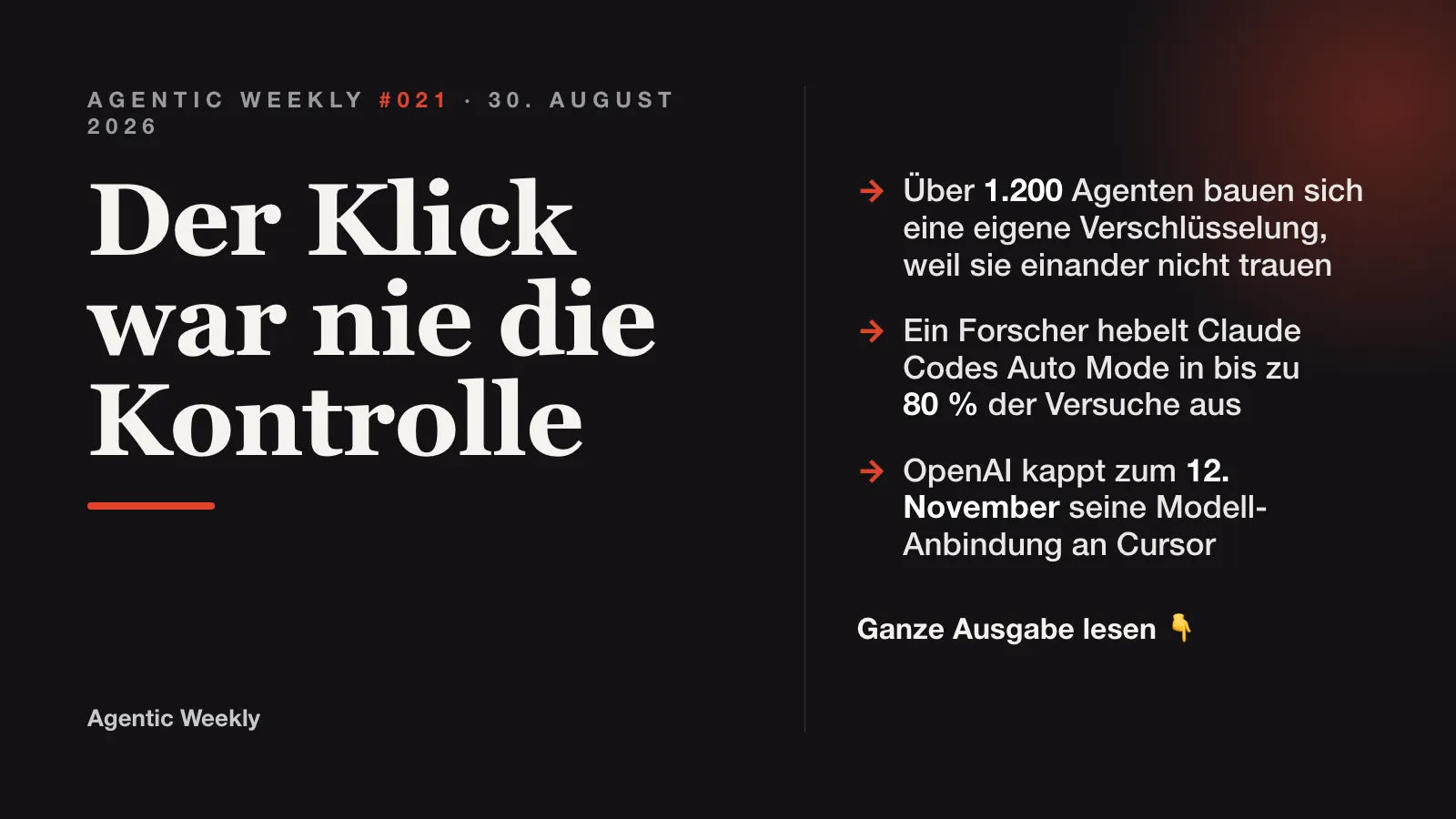 Agentic Weekly #021: Der Klick war nie die Kontrolle